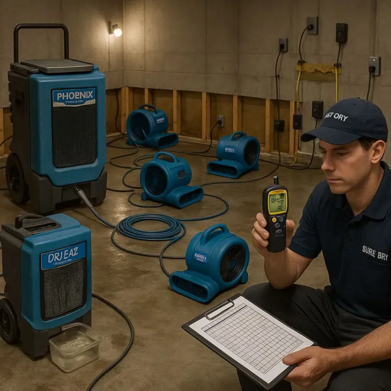Structural Drying and Dehumidification process in Los Molinos, CA
